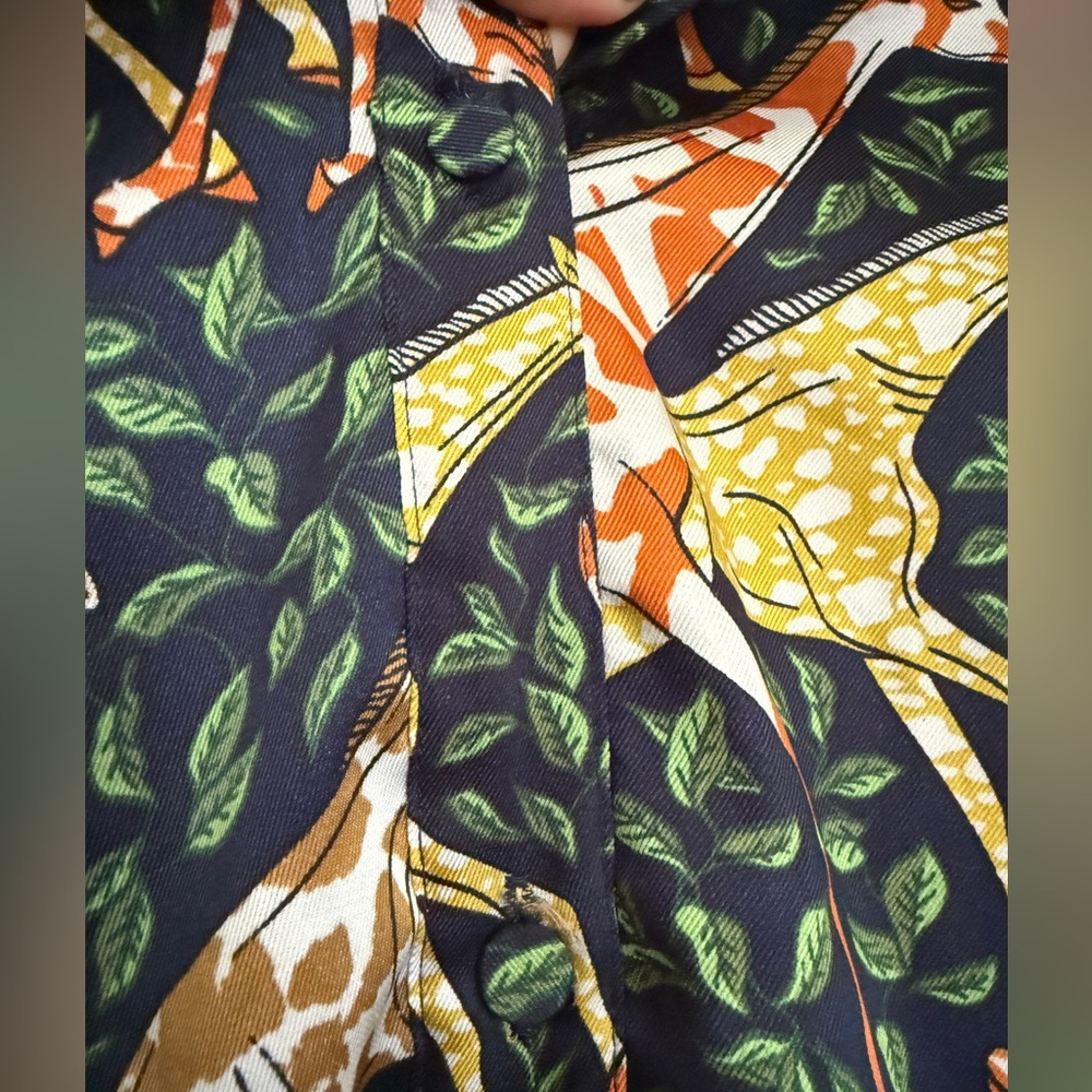 J. Crew Navy Dress with Orange & Mustard Giraffe Print - Picture 5 of 6